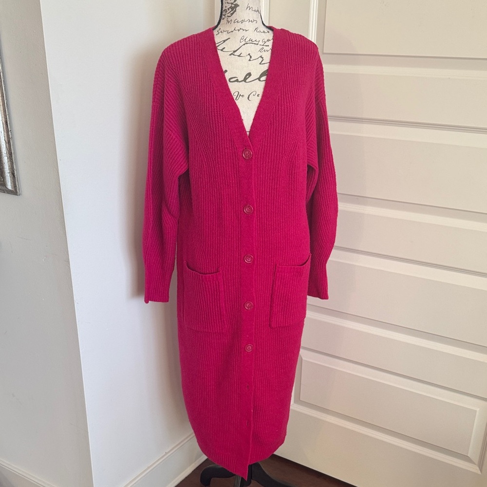 a new day Women's Fuchsia Button-Down Cardigan